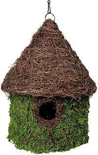 Galapagos Woven Moss Bungalow Birdhouse with Chain (11x15 inch)