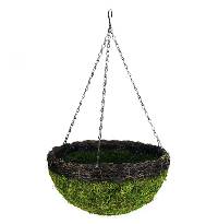 SuperMoss Moss Hanging Basket - Round Wicker Rim (Large)