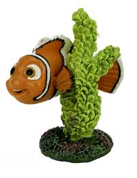 Penn-Plax Disney Finding Dory Small Aquarium Ornament - Nemo with Green Coral (2 inches tall)