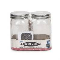 Darice Clear Mason Jars with Chalkboard Labels - 6.5 inches tall (2 pack)