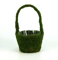 SuperMoss Decorative Vista Round Moss Basket with Handle (Medium)