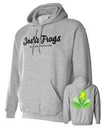Josh's Frogs Gray Pullover Hooded Sweatshirt with Back Leaf Logo (Small)